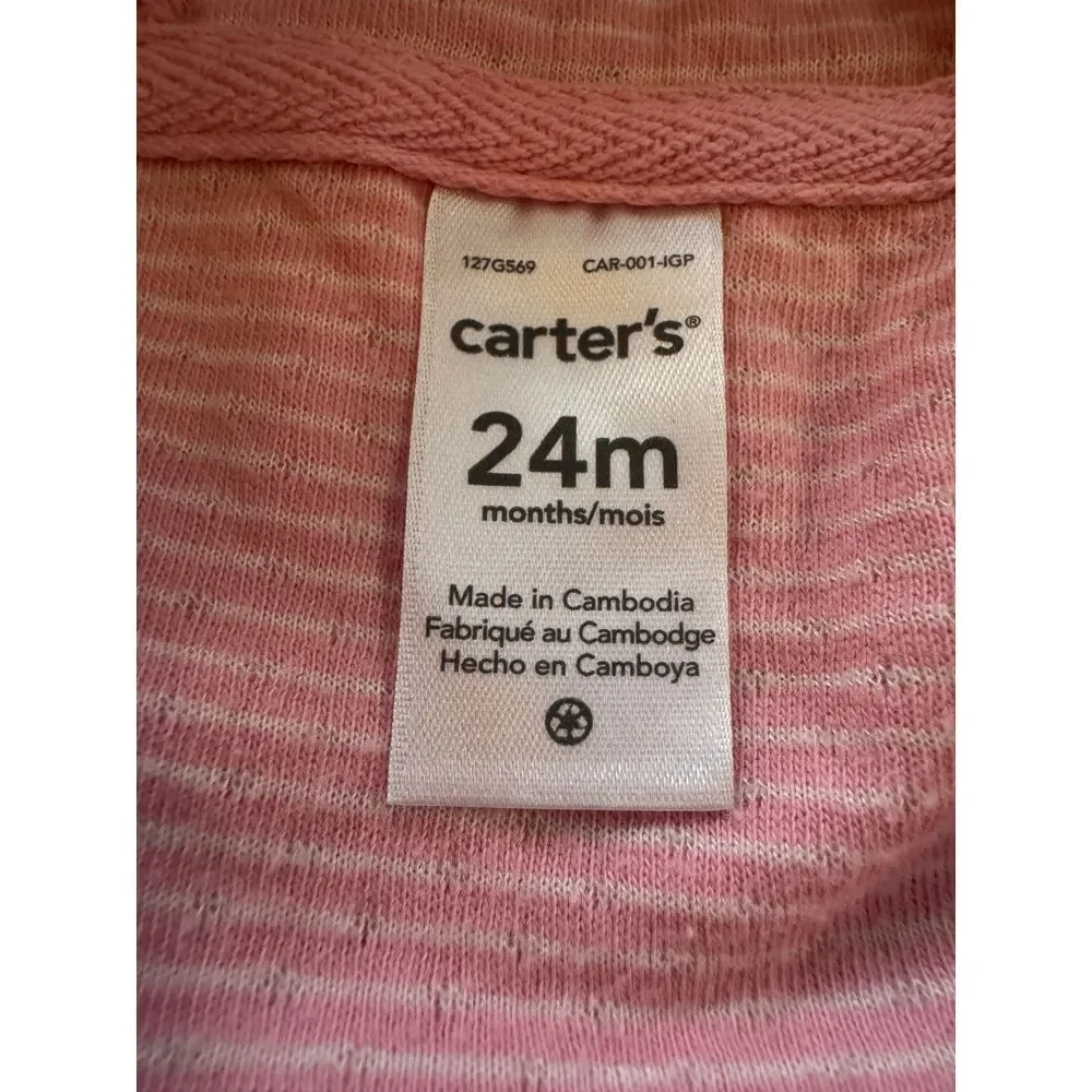 Carter's Pink‎ Baby Hooded Jacket with Cute Kitty Face Design 24M